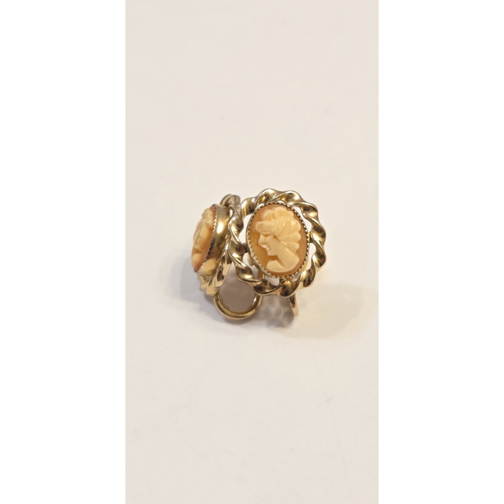 Vintage 14k G.O. Gold Cameo Screw Back AMCO Earrings - Picture 4 of 6